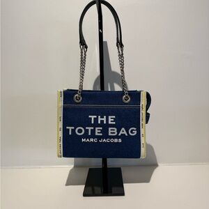 NWT Marc Jacobs The Denim Tote Bag chain small size